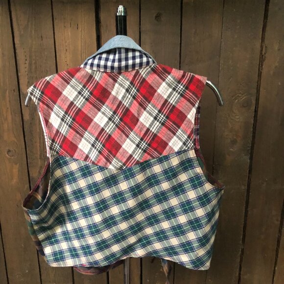 Vintage Handmade Patchwork Top , Tie Up Plaid Top Size Small - Picture 10 of 10